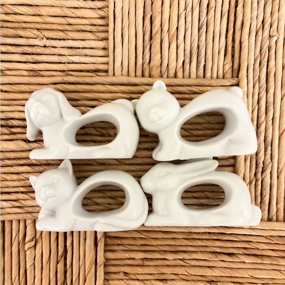 VINTAGE Lot of 4 Porcelain Napkin Holders- Animal Themed